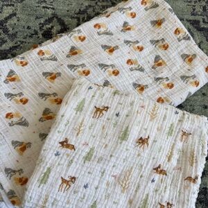 Lot of 2 Baby Disney Aden + Anais Gauzy 100% Cotton Graphic Blankets Nursery